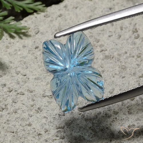 5.72ct 天然 瑞士蓝 黄玉, 花形切割, 透明