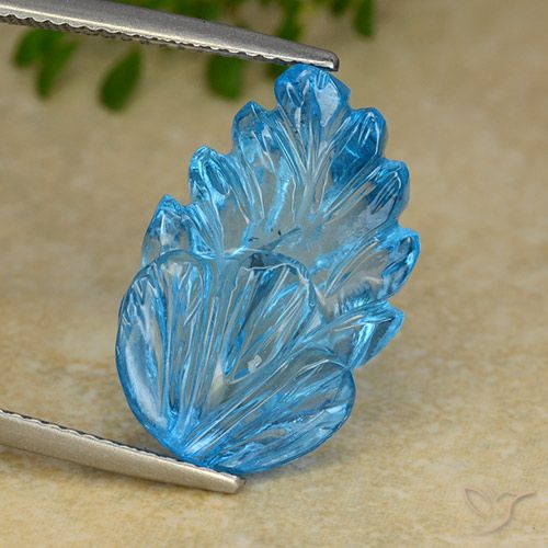 15.58ct 天然 瑞士蓝 黄玉, 花形切割, 透明