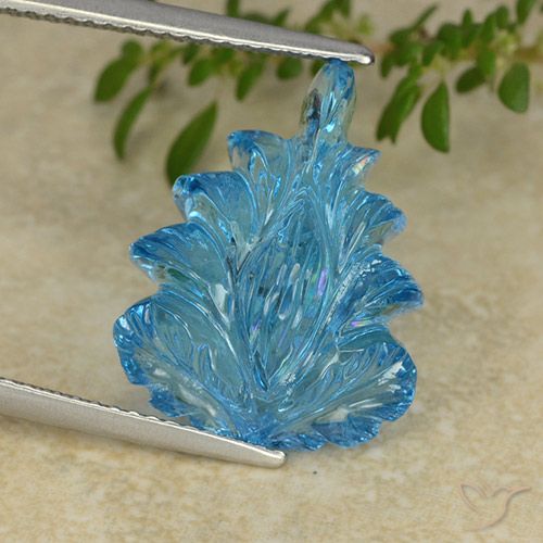 12.05ct 天然 瑞士蓝 黄玉, 花形切割, 透明