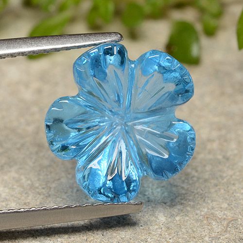 7.59ct 天然 瑞士蓝 黄玉, 花形切割, 透明