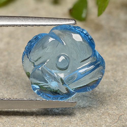 3.93ct 天然 瑞士蓝 黄玉, 花形切割, 半透明