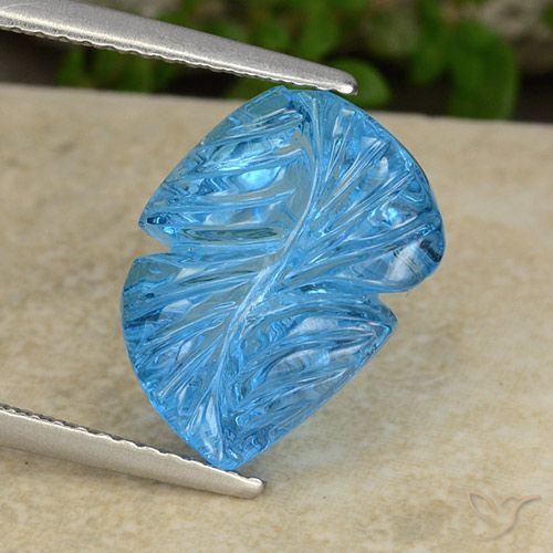 7.38ct 天然 瑞士蓝 黄玉, 花形切割, 透明
