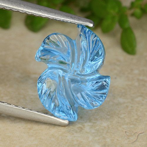 4.11ct 天然 瑞士蓝 黄玉, 花形切割, 透明