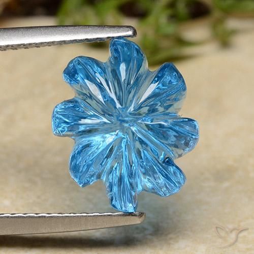 7.62ct 天然 瑞士蓝 黄玉, 花形切割, 透明