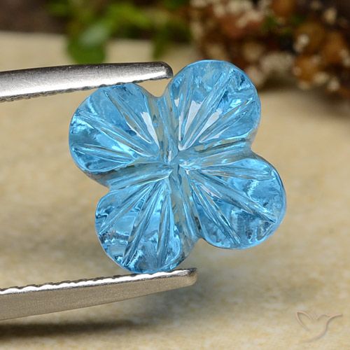6.04ct 天然 瑞士蓝 黄玉, 花形切割, 透明