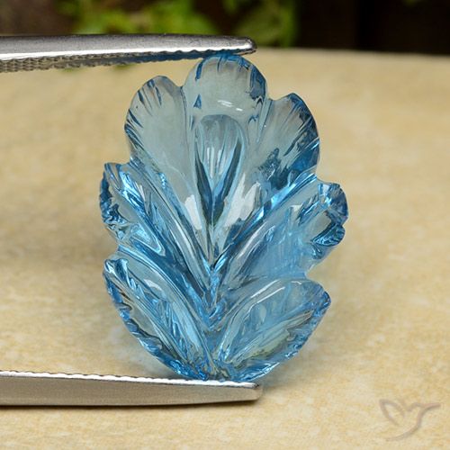 15.17ct 天然 瑞士蓝 黄玉, 花形切割, 透明