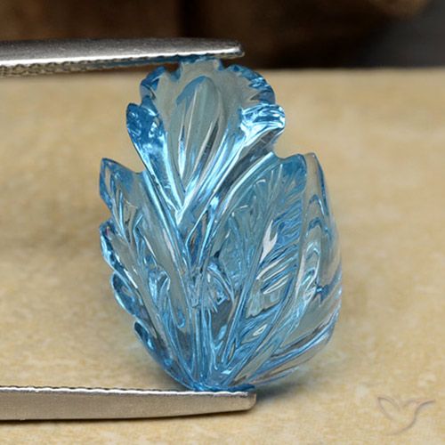13.62ct 天然 瑞士蓝 黄玉, 花形切割, 透明