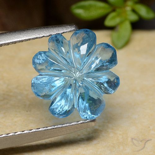 4.08ct 天然 瑞士蓝 黄玉, 花形切割, 透明