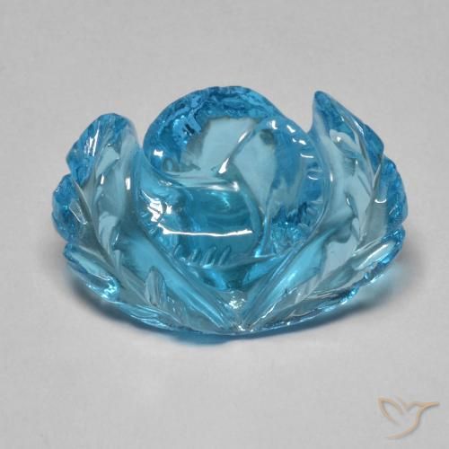 12.78ct 天然 瑞士蓝 黄玉, 花形切割, 透明