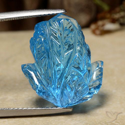 19.85ct 天然 瑞士蓝 黄玉, 花形切割, 透明
