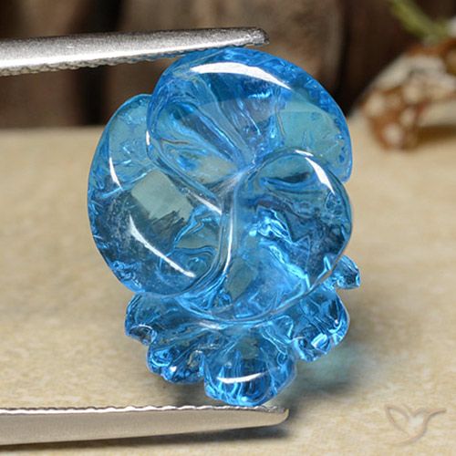 12.28ct 天然 瑞士蓝 黄玉, 花形切割, 透明