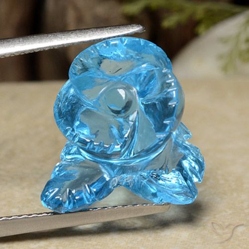 12.63ct 天然 瑞士蓝 黄玉, 花形切割, 透明