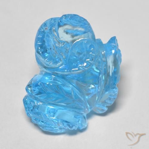 18.66ct 天然 瑞士蓝 黄玉, 花形切割, 透明