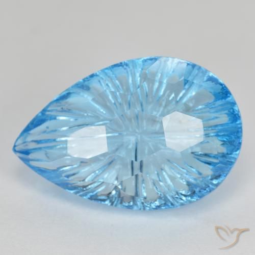 11.55ct 天然 瑞士蓝 黄玉, 梨形, 透明
