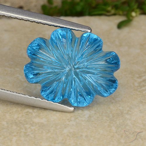 8.05ct 天然 瑞士蓝 黄玉, 花形切割, 透明