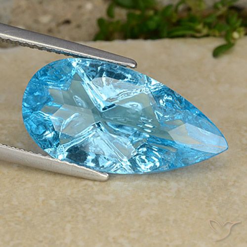 8.47ct 天然 瑞士蓝 黄玉, 梨形, 透明