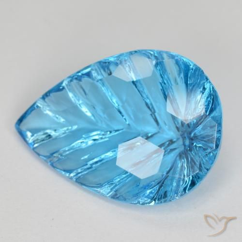 6.79ct 天然 瑞士蓝 黄玉, 梨形, 透明