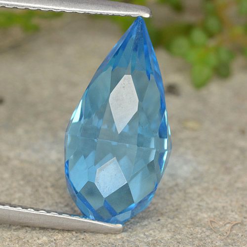 6.64ct 天然 瑞士蓝 黄玉, 泪滴形, VS
