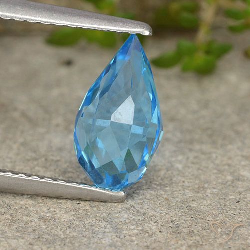 2.42ct 天然 瑞士蓝 黄玉, 泪滴形, VVS-VS