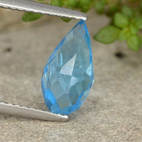 2.75ct 天然 瑞士蓝 黄玉, 泪滴形, VVS-VS