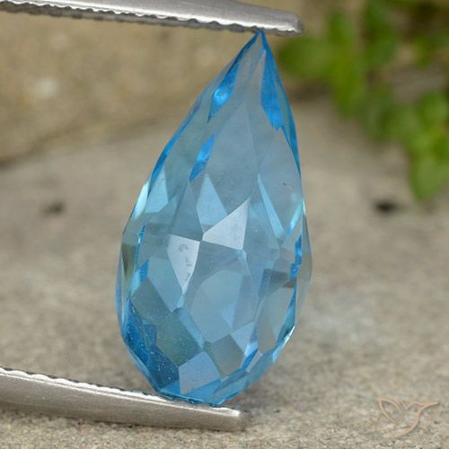 6.52ct 天然 瑞士蓝 黄玉, 泪滴形, VVS-VS