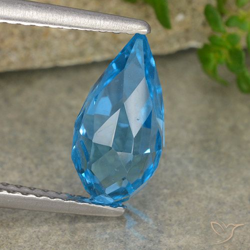 2.63ct 天然 瑞士蓝 黄玉, 泪滴形, VVS-VS