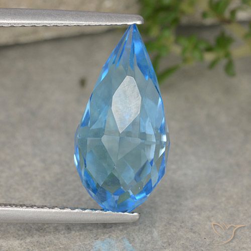 6.65ct 天然 瑞士蓝 黄玉, 泪滴形, VVS-VS