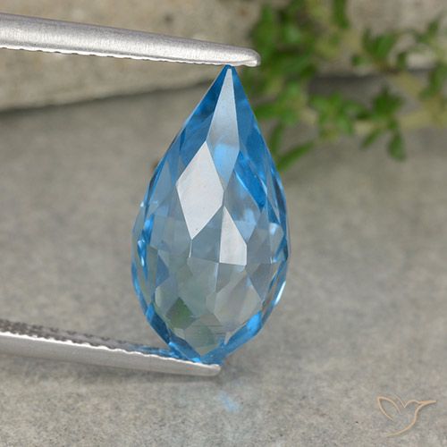6.71ct 天然 瑞士蓝 黄玉, 泪滴形, VVS-VS