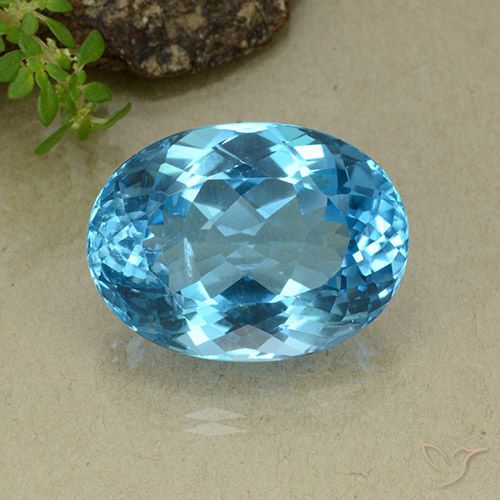 37.42ct 天然 瑞士蓝 黄玉, 椭圆形, VVS-VS