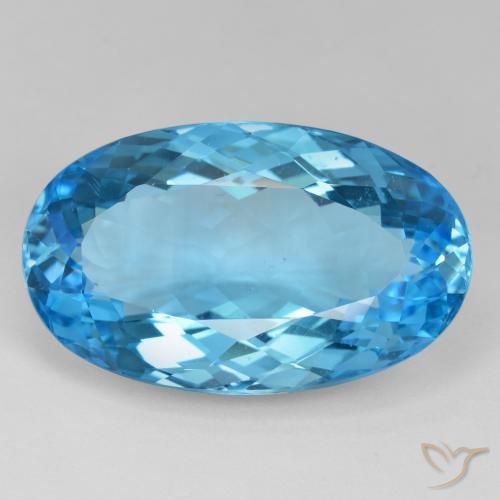 40.56ct 天然 瑞士蓝 黄玉, 椭圆形, VVS-VS