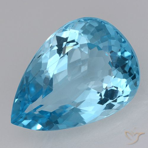 20.89ct 天然 瑞士蓝 黄玉, 梨形, VVS-VS