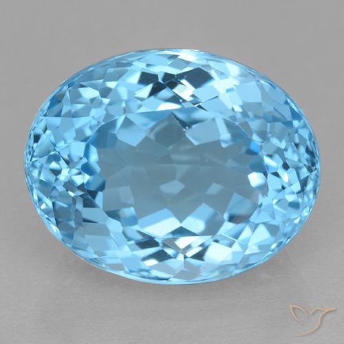 22.13ct 天然 瑞士蓝 黄玉, 椭圆形, VVS