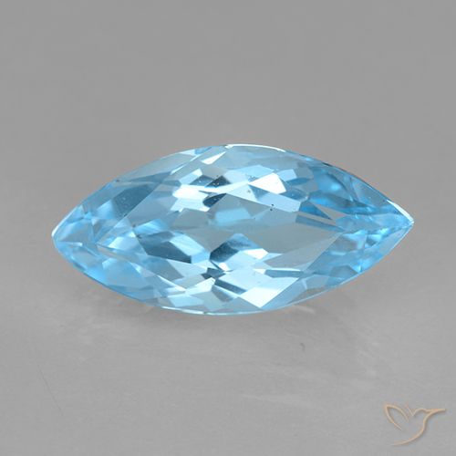 3.70ct 天然 天蓝 黄玉, 榄尖形, VVS