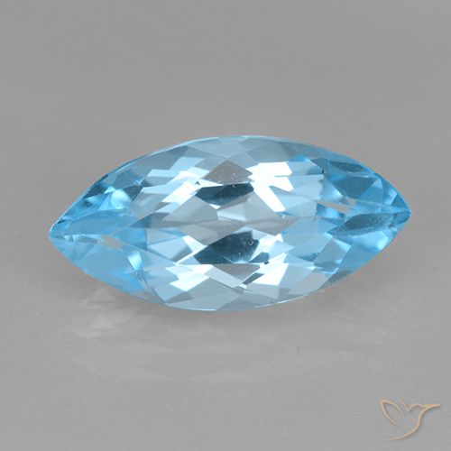 4.07ct 天然 天蓝 黄玉, 榄尖形, VVS-VS