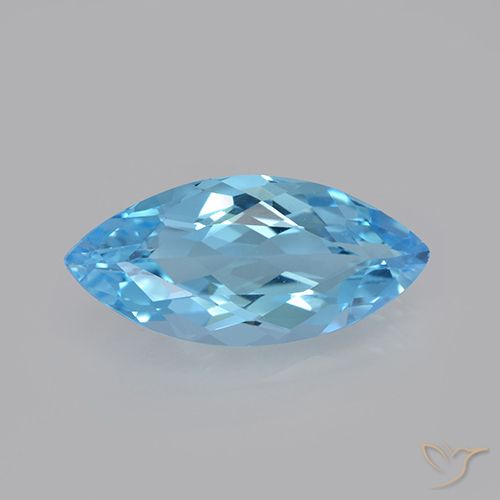 3.67ct 天然 瑞士蓝 黄玉, 榄尖形, VVS