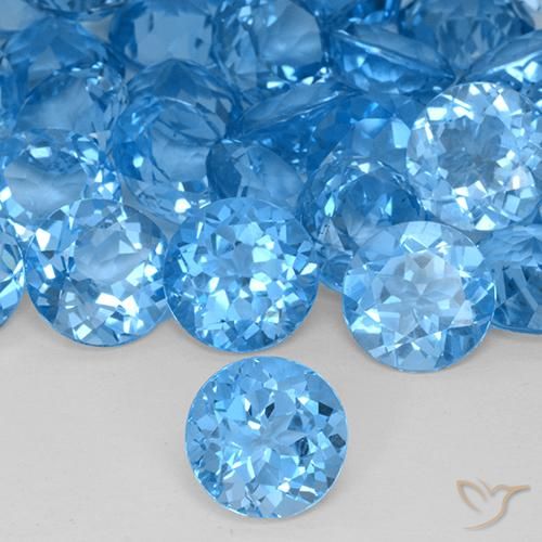 4.43ct 天然 瑞士蓝 黄玉, 圆形的, VVS-VS