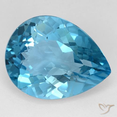30.91ct 天然 瑞士蓝 黄玉, 梨形, VVS