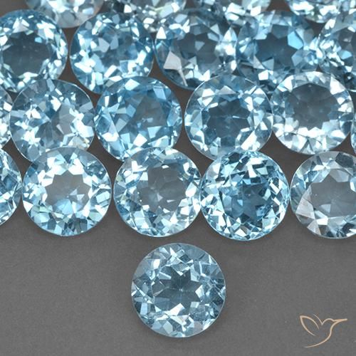 2.38ct 天然 天蓝 黄玉, 圆形的, VS