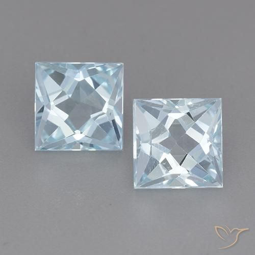 3.98ctw 天然 天蓝 黄玉, 正方形, VVS