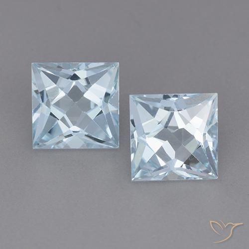 4.06ctw 天然 天蓝 黄玉, 正方形, VVS-VS
