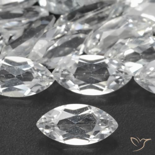 0.28ct 天然 清晰的白色 黄玉, 榄尖形, VS
