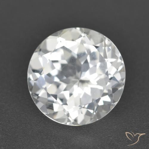 4.29ct 天然 清晰的白色 黄玉, 圆形的, VVS