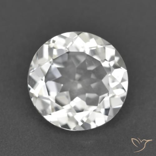 3.62ct 天然 清晰的白色 黄玉, 圆形的, VVS
