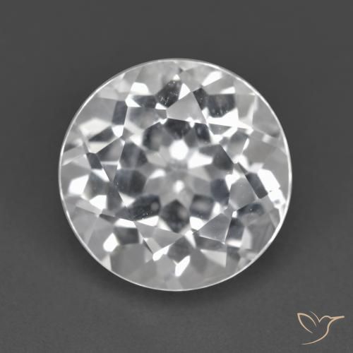 4.06ct 天然 清晰的白色 黄玉, 圆形的, VVS
