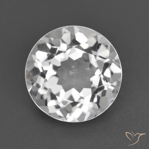 3.80ct 天然 清晰的白色 黄玉, 圆形的, VVS