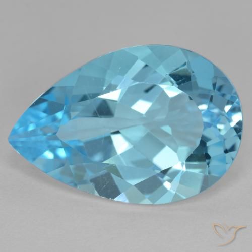11.62ct 天然 瑞士蓝 黄玉, 梨形, VVS