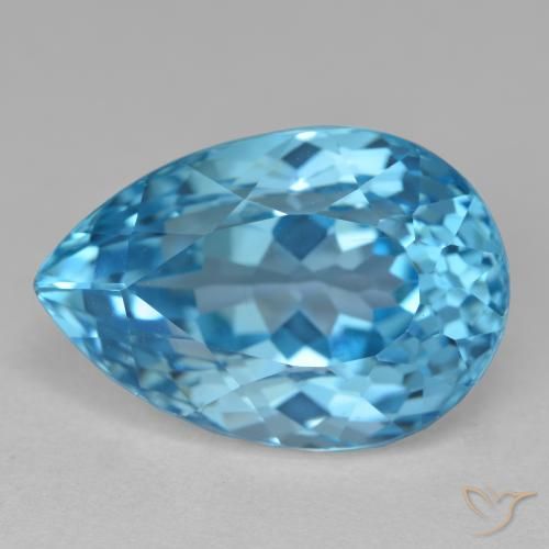 15.71ct 天然 瑞士蓝 黄玉, 梨形, VVS-VS