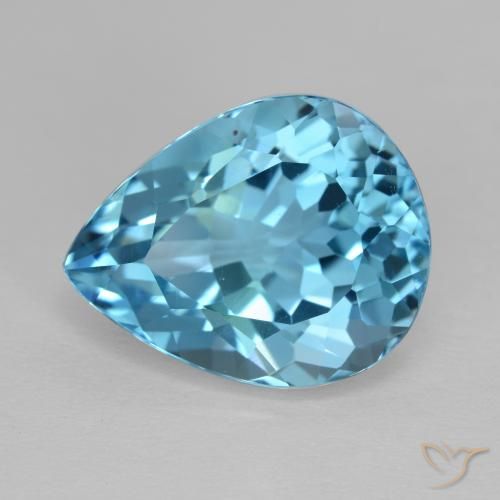 14.30ct 天然 瑞士蓝 黄玉, 梨形, VVS-VS