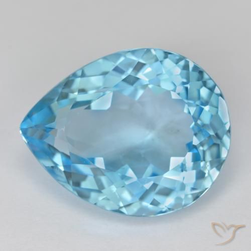 16.84ct 天然 天蓝 黄玉, 梨形, VVS-VS