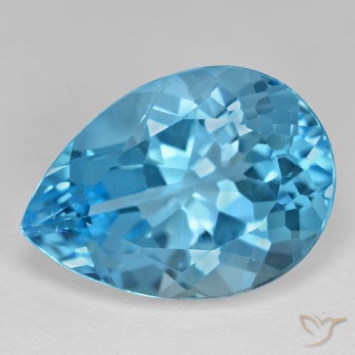 18.96ct 天然 瑞士蓝 黄玉, 梨形, VVS-VS